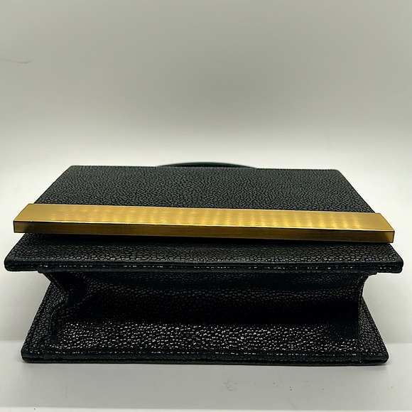 Brian Atwood Gorgeous Vintage Black Leather Evening Clutch Purse Bag ❤️❤️ - Picture 5 of 11